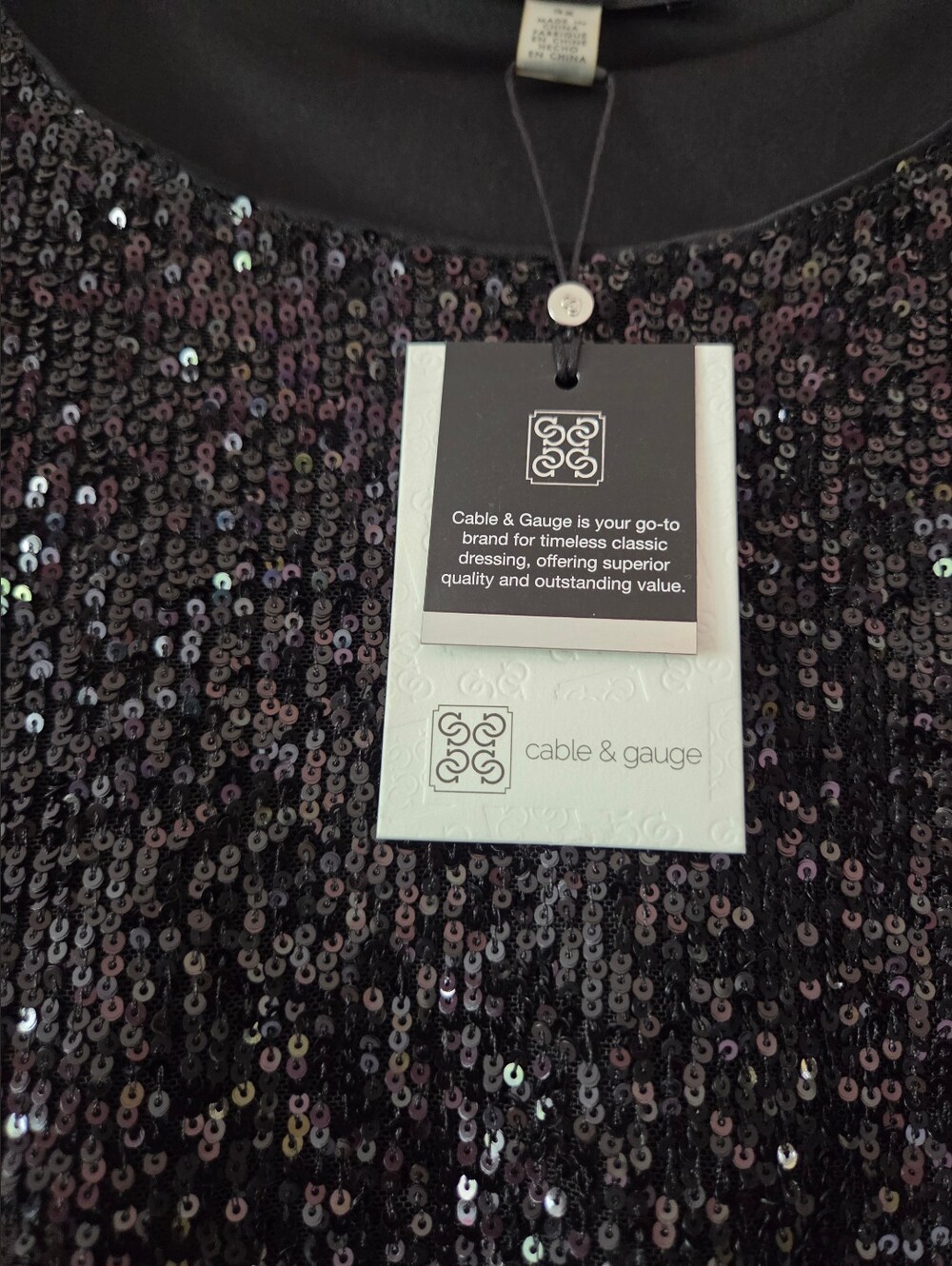 Cable & Gauge Womens Black Sequin Scoop Neck Long Sleeve Top Size 3x NWT - Picture 4 of 6